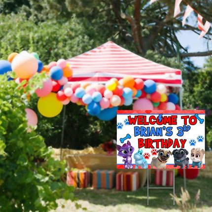 Puppy Dog Pals Yard Sign for Birthday Party Decor Weatherproof Stake Included #Red