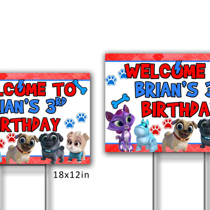 Puppy Dog Pals Yard Sign for Birthday Party Decor Weatherproof Stake Included #Red