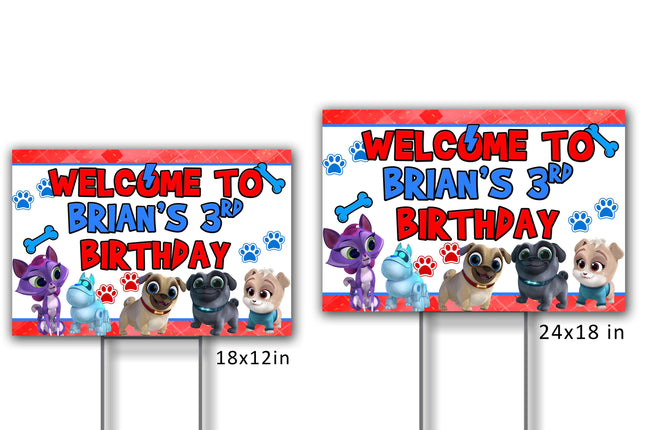 Puppy Dog Pals Yard Sign for Birthday Party Decor Weatherproof Stake Included #Red