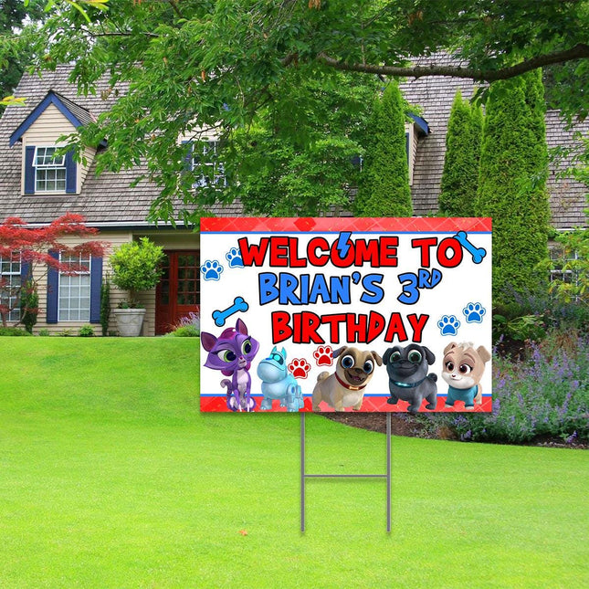 Puppy Dog Pals Yard Sign for Birthday Party Decor Weatherproof Stake Included #Red