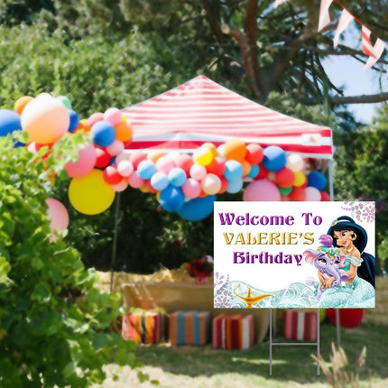Jasmine Yard Sign for Birthday Party Decor Weatherproof Stake Included