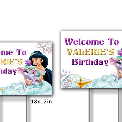 Jasmine Yard Sign for Birthday Party Decor Weatherproof Stake Included