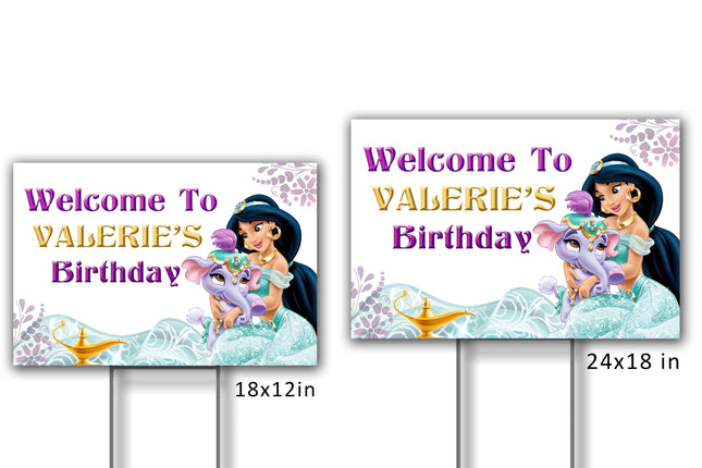 Jasmine Yard Sign for Birthday Party Decor Weatherproof Stake Included