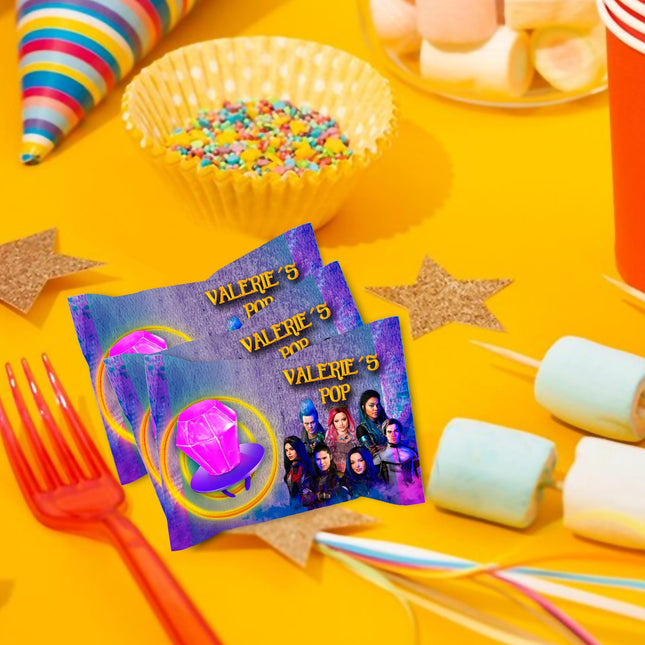 Descendants Ring Pop Label Sticker for Birthday Party Candy Favor - Digital, Stickers or Finished Options