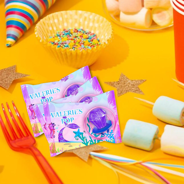 Mermaid Tail Ring Pop Label Sticker for Birthday Party Candy Favor - Digital, Stickers or Finished Options