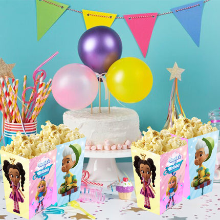 Alice Bakery Popcorn Box for Birthday Party Candy Snack Favor - Digital and physical Options
