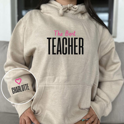 Adult Hoodie Sweatshirt Cozy Pullover Fleece Winter Outfit Gift for Her The Best Teacher