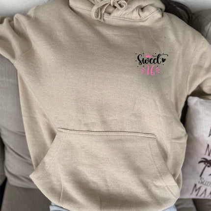 Adult Hoodie Sweatshirt Cozy Pullover Fleece Winter Outfit Gift for Her Sweet 16