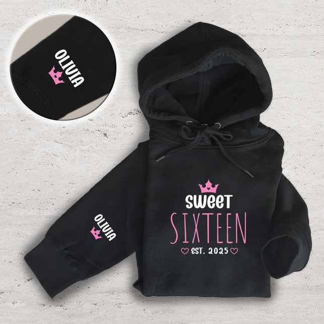 Adult Hoodie Sweatshirt Cozy Pullover Fleece Winter Outfit Gift for Her Sweet Sixteen Est 2025