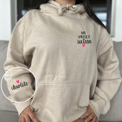 Adult Hoodie Sweatshirt Cozy Pullover Fleece Winter Outfit Gift for Her My Sweet Sixteen