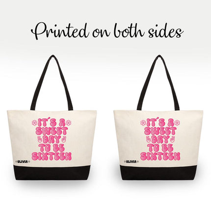 Personalized Large Canvas Tote Custom Beach Shopping Travel Bag Reusable Gift for Women Accessories Organizer It Is A Sweet Day