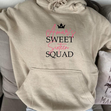 Adult Hoodie Sweatshirt Cozy Pullover Fleece Winter Outfit Gift for Her Sweet Sixteen Squad