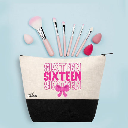 Personalized Makeup Bag Custom Travel Organizer Cosmetic Pouch for Women Toiletry Bag Accessories Storage Gift Sixteen