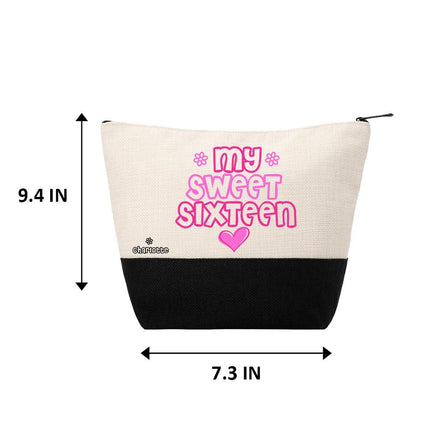 Personalized Makeup Bag Custom Travel Organizer Cosmetic Pouch for Women Toiletry Bag Accessories Storage Gift My Sweet Sixteen
