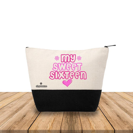 Personalized Makeup Bag Custom Travel Organizer Cosmetic Pouch for Women Toiletry Bag Accessories Storage Gift My Sweet Sixteen