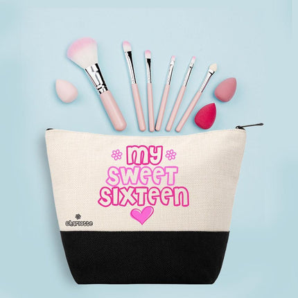Personalized Makeup Bag Custom Travel Organizer Cosmetic Pouch for Women Toiletry Bag Accessories Storage Gift My Sweet Sixteen