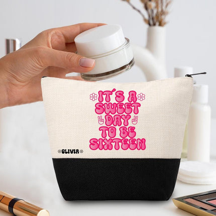 Personalized Makeup Bag Custom Travel Organizer Cosmetic Pouch for Women Toiletry Bag Accessories Storage Gift It Is A Sweet Day