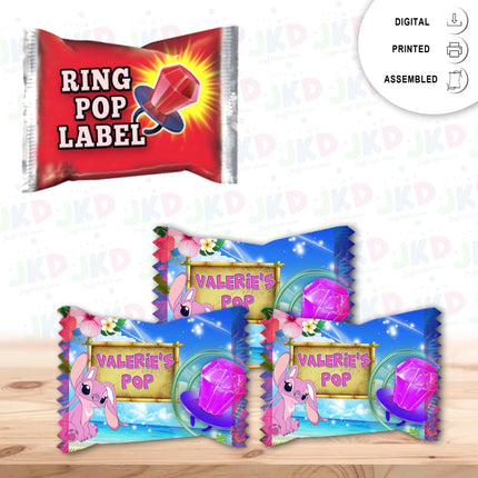 Stitch Ring Pop Label Sticker for Birthday Party Candy Favor - Digital, Stickers or Finished Options