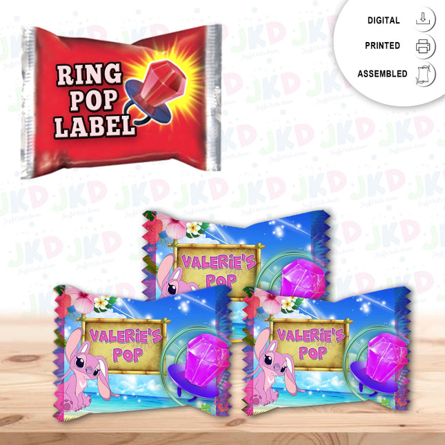 Stitch Ring Pop Label Sticker for Birthday Party Candy Favor - Digital, Stickers or Finished Options