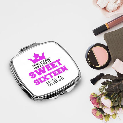 Personalized Handheld Mirror Compact Custom Travel Makeup Mirror for Women Portable Beauty Accessory Gift In My Sweet Sixteen Era Purple