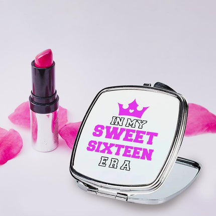 Personalized Handheld Mirror Compact Custom Travel Makeup Mirror for Women Portable Beauty Accessory Gift In My Sweet Sixteen Era Purple