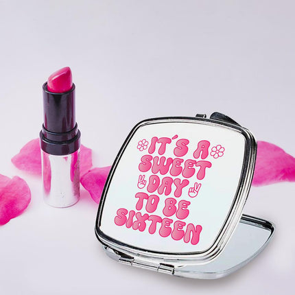 Personalized Handheld Mirror Compact Custom Travel Makeup Mirror for Women Portable Beauty Accessory Gift It Is A Sweet Day