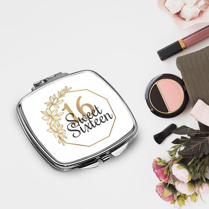 Personalized Handheld Mirror Compact Custom Travel Makeup Mirror for Women Portable Beauty Accessory Gift Frame With Flowers