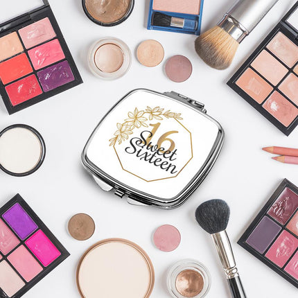Personalized Handheld Mirror Compact Custom Travel Makeup Mirror for Women Portable Beauty Accessory Gift Frame With Flowers