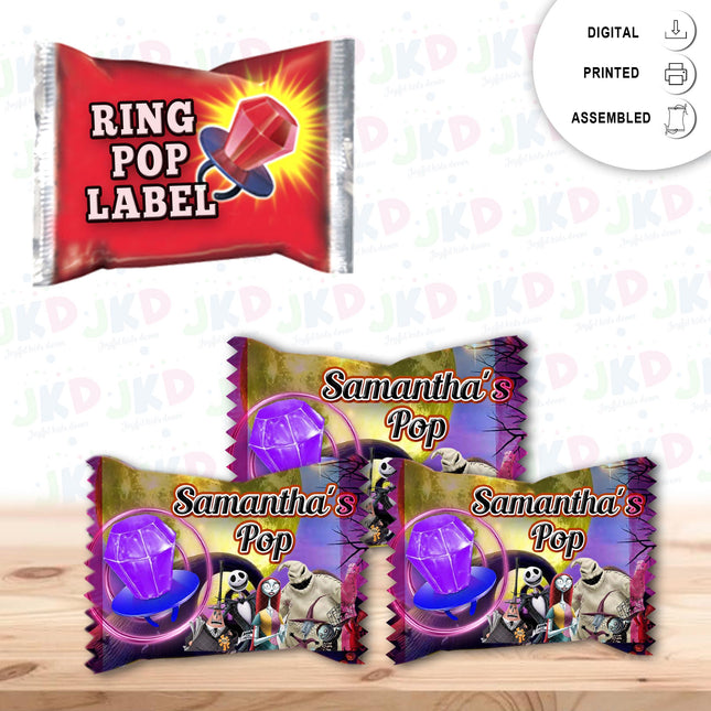 The Nightmare Before Christmas Ring Pop Label Sticker for Birthday Party Candy Favor - Digital, Stickers or Finished Options