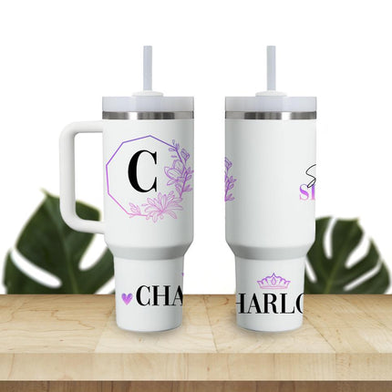 Custom Tumbler 40oz Personalized Name Insulated Bottle Water Initial And Sweet Sixteen