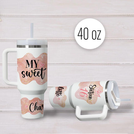 Custom Tumbler 40oz Personalized Name Insulated Bottle Water My Sweet Sixteen