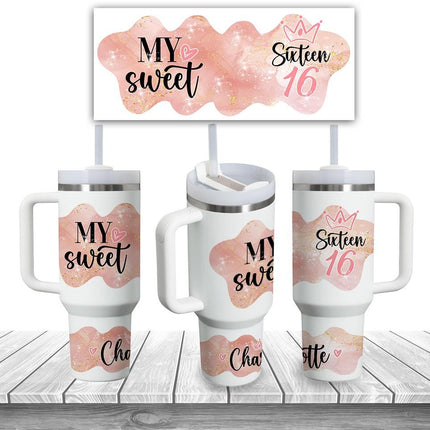 Custom Tumbler 40oz Personalized Name Insulated Bottle Water My Sweet Sixteen