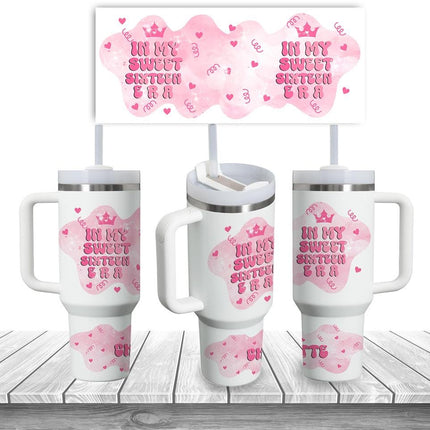 Custom Tumbler 40oz Personalized Name Insulated Bottle Water In My Sweet Sixteen Era