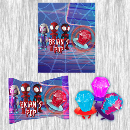 Spidey Ring Pop Label Sticker for Birthday Party Candy Favor - Digital, Stickers or Finished Options