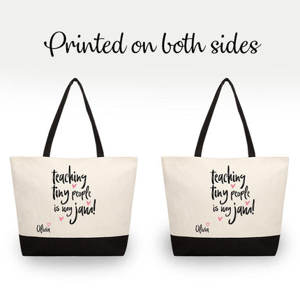 Personalized Large Canvas Tote Custom Beach Shopping Travel Bag Reusable Gift for Women Accessories Organizer Teaching Tiny People