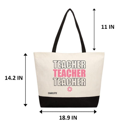 Personalized Large Canvas Tote Custom Beach Shopping Travel Bag Reusable Gift for Women Accessories Organizer Teacher