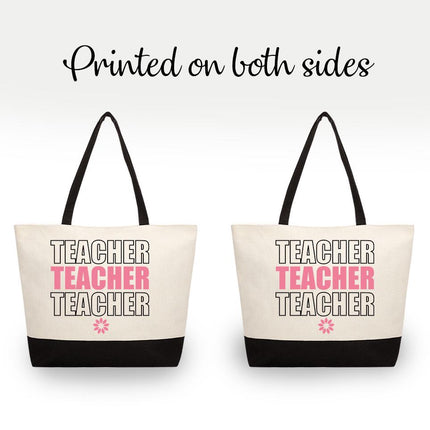 Personalized Large Canvas Tote Custom Beach Shopping Travel Bag Reusable Gift for Women Accessories Organizer Teacher