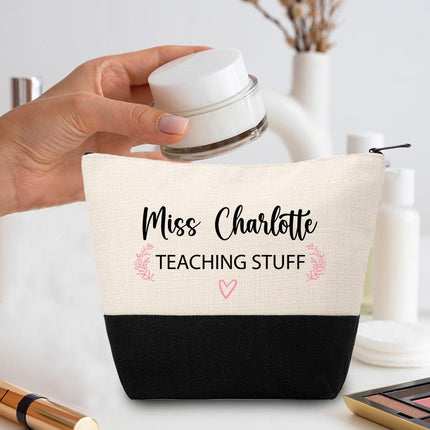 Personalized Makeup Bag Custom Travel Organizer Cosmetic Pouch for Women Toiletry Bag Accessories Storage Gift Teaching Stuff