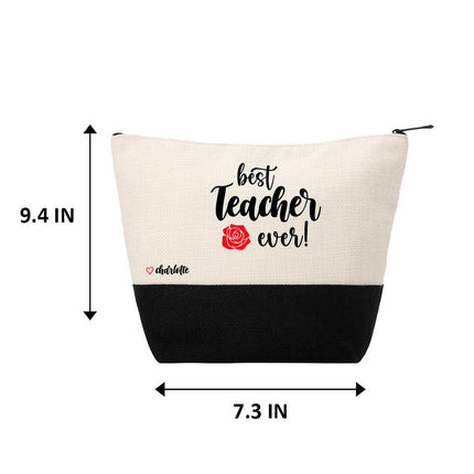 Personalized Makeup Bag Custom Travel Organizer Cosmetic Pouch for Women Toiletry Bag Accessories Storage Gift Best Teacher Ever