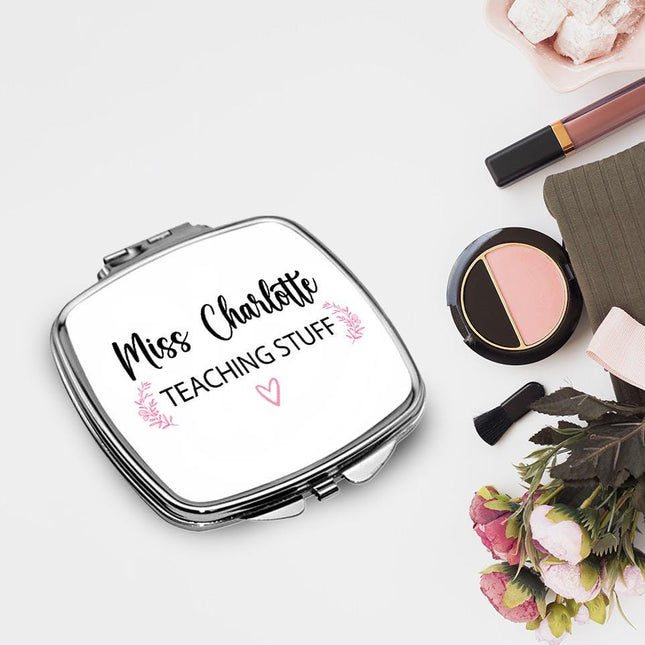 Personalized Handheld Mirror Compact Custom Travel Makeup Mirror for Women Portable Beauty Accessory Gift Teaching Stuff
