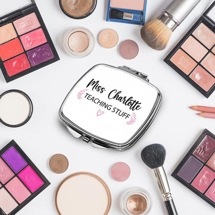 Personalized Handheld Mirror Compact Custom Travel Makeup Mirror for Women Portable Beauty Accessory Gift Teaching Stuff
