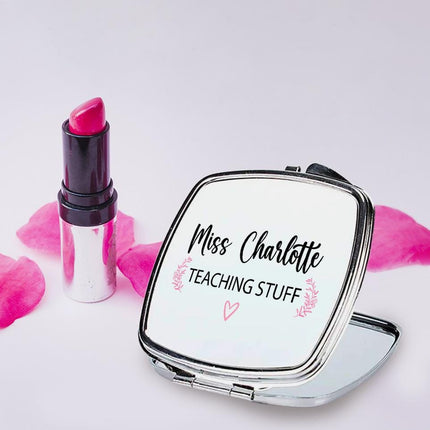 Personalized Handheld Mirror Compact Custom Travel Makeup Mirror for Women Portable Beauty Accessory Gift Teaching Stuff