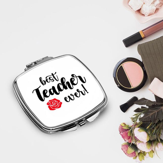 Personalized Handheld Mirror Compact Custom Travel Makeup Mirror for Women Portable Beauty Accessory Gift Best Teacher Ever