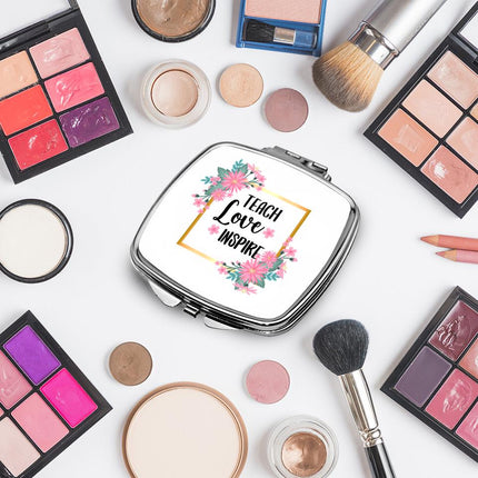 Personalized Handheld Mirror Compact Custom Travel Makeup Mirror for Women Portable Beauty Accessory Gift Teach Love Inspire