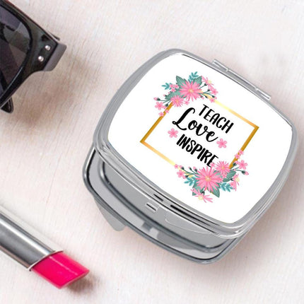 Personalized Handheld Mirror Compact Custom Travel Makeup Mirror for Women Portable Beauty Accessory Gift Teach Love Inspire