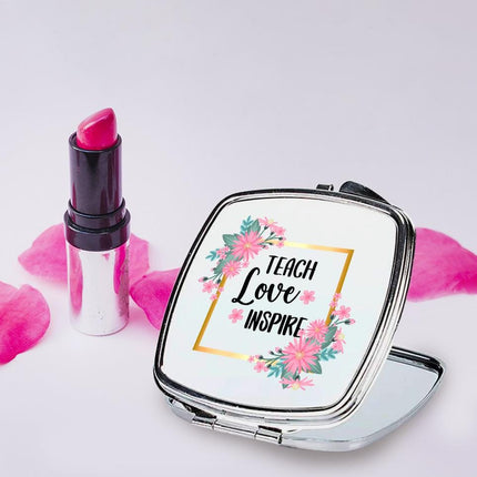 Personalized Handheld Mirror Compact Custom Travel Makeup Mirror for Women Portable Beauty Accessory Gift Teach Love Inspire