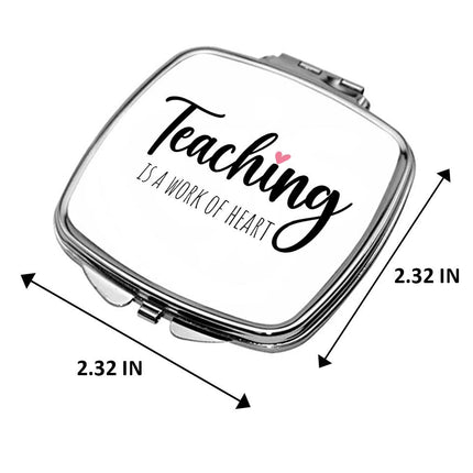Personalized Bundle For Her Beach Tote Makeup Bag Mirror Travel Pouch Custom Gift Organizer Accessories Teaching Is a Work Of Heart