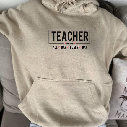 Adult Hoodie Sweatshirt Cozy Pullover Fleece Winter Outfit Gift for Her Teacher Mode