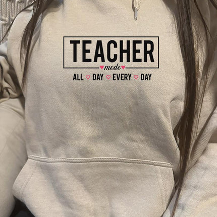 Adult Hoodie Sweatshirt Cozy Pullover Fleece Winter Outfit Gift for Her Teacher Mode