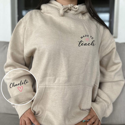 Adult Hoodie Sweatshirt Cozy Pullover Fleece Winter Outfit Gift for Her Made To Teach